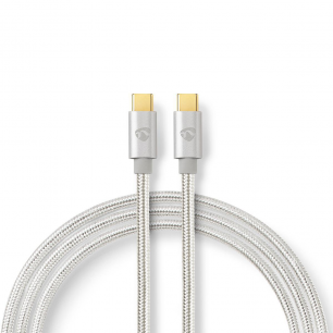 Câble USB-C Mâle - USB-C Mâle plaqué or avec câble tressé