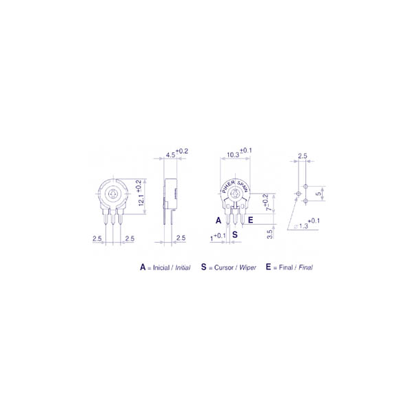 PIHER TRIMMER 100K (SMALL - VERT - FOR SCREWDRIVER)