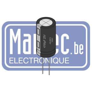 Condensateur électrolytique, 6800 µF, 16 V, Série AM, ± 20%, À sorties radiales, 16 mm