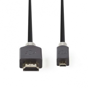 Câble HDMI Haute Vitesse avec Ethernet -Connecteur HDMI - Micro-connecteur HDMI 2,0 m  Anthracite