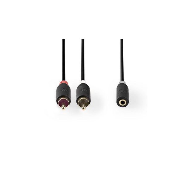 Câble Audio Stéréo 2x RCA Mâles - 3,5 mm Femelle 0,2 m Anthracite