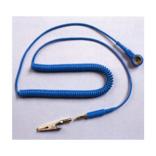 CORDON CM424/4 POUR BRACELET ANTISTATIQUE. PRESSION 10MM + FICHE DE SECURITE ET PINCE CROCODILE.