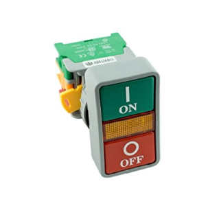 BOUTON POUSSOIR MOMENTANE MARCHE-ARRET 1NO-1NC 3AMP 230VAC 22MM IP65 - POUR COMMANDE DE RELAIS OU CONTACTEUR