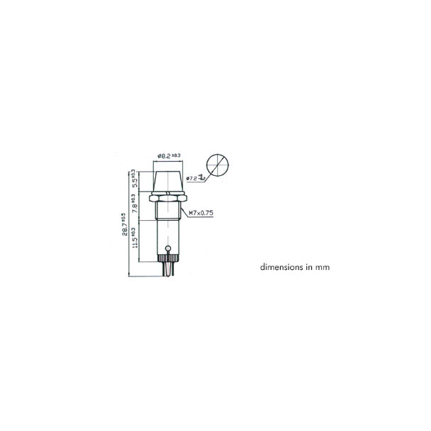 VOYANT ROND 8mm 220V VERT