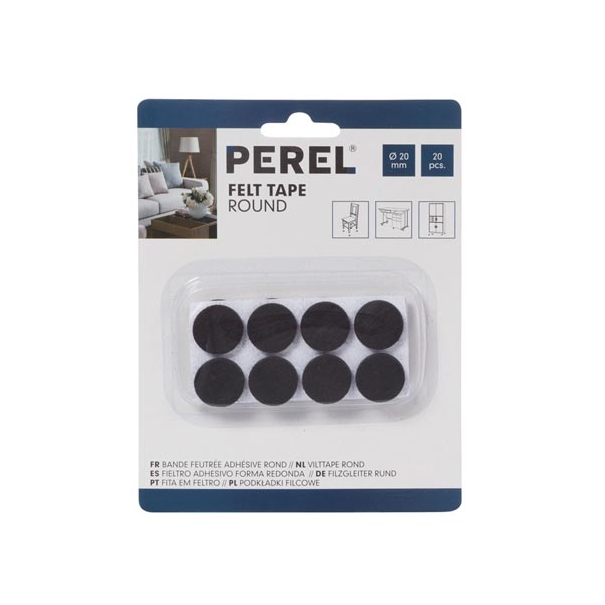 BANDE FEUTRÉE ADHÉSIVE - ROND 20 mm - 20 pcs