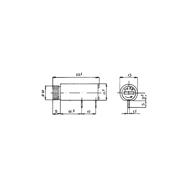 PORTE-FUSIBLE POUR CI 5 x 20mm - TYPE HORIZONTAL