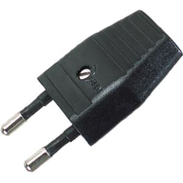 Fiche électriques 2 pôles mâle - 2,5A - 230V - Noir