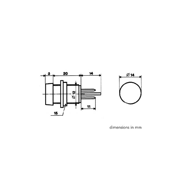 VOYANT ROND 14mm 220V CLAIR