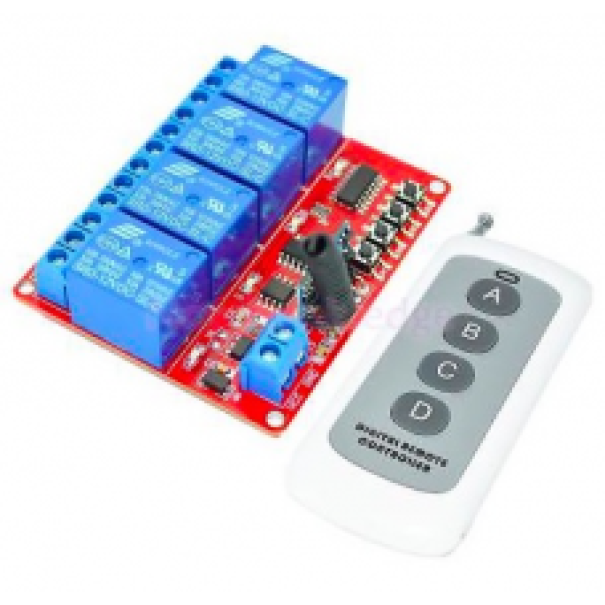 KIT EMETTEUR - RECEPTEUR 4 CANAUX 1000M 12V 433MHZ - livré avec 1 télécommande