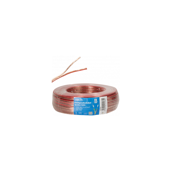 CABLE HAUT-PARLEUR 2X0.75 TRANSPARENT - 25 METRES