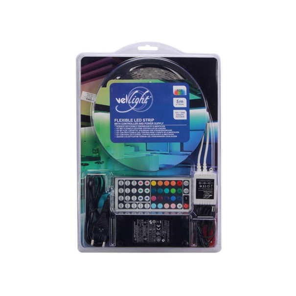 KIT RUBAN À LED FLEXIBLE AVEC CONTRÔLEUR ET ALIMENTATION - RVB - 150 LED - 5 m - 12 VCC