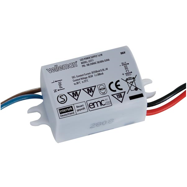 ALIMENTATION LED POUR 1 LED DE 1W - SOURCE DE COURANT 350mA