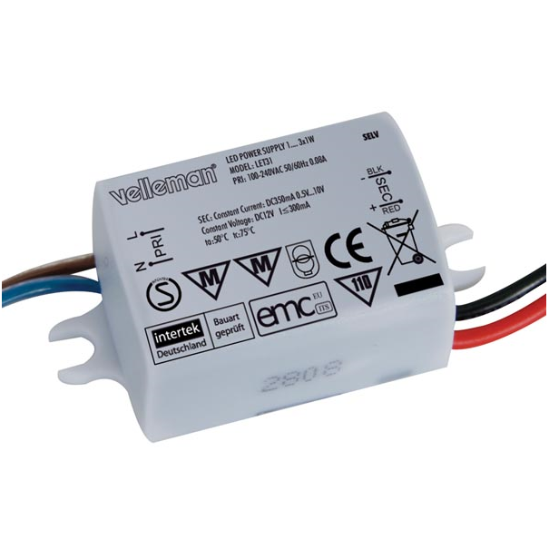 ALIMENTATION LED POUR 1 À 3 LED DE 1W - SOURCE DE COURANT 350mA