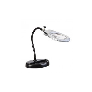 LOUPE DE TABLE AVEC LED - LENTILLES 2.5X DIMA 90MM - 5X DIAM 22MM - FLEXIBLE 250MM - ALIMENTATION VIA 3 PILES AAA NON INCLUSES
