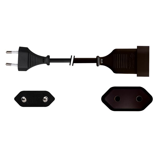 FICHE MALE PLATE ET FICHE FEMELLE PLATE - NOIR, 1.8m