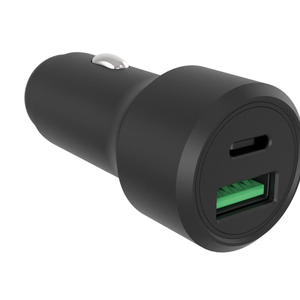 Chargeur USB pour voiture - boîtier en aluminium - 2 sorties - USB-A & USB-C - 38W