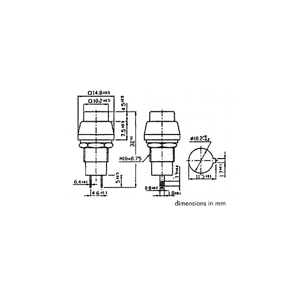 BOUTON-POUSSOIR OFF-(ON) ARGENTE