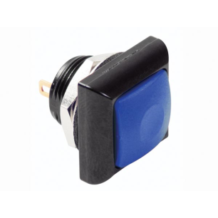POUSSOIR MÉTALLIQUE CARRÉ AVEC CAPUCHON BLEU - 1P SPST OFF-(ON)