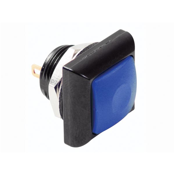 POUSSOIR MÉTALLIQUE CARRÉ AVEC CAPUCHON BLEU - 1P SPST OFF-(ON)