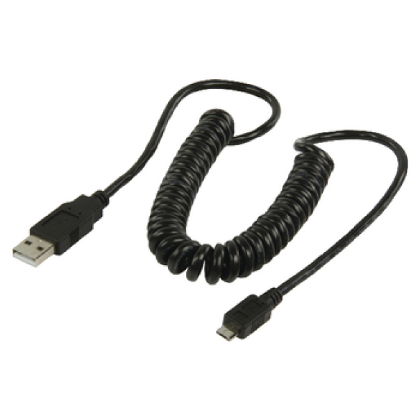 CABLE USB SPIRALE A MALE VERS MICRO USB B MALE 1.8 M