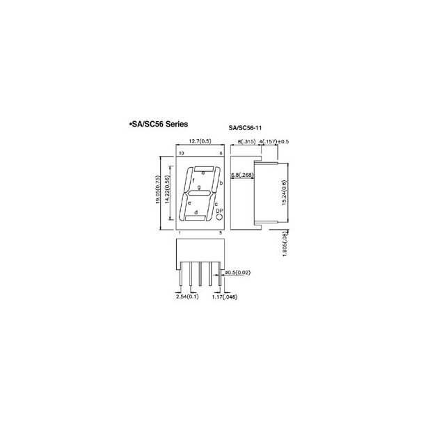 AFFICHEUR 7 SEGMENTS 14mm ANODE COMMUNE - VERT