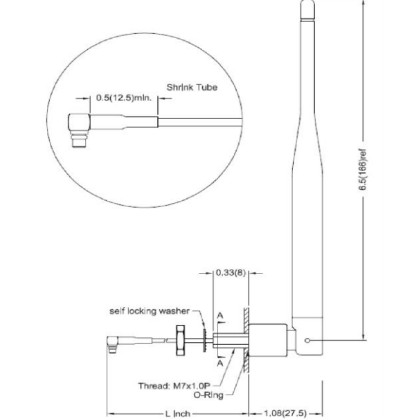ANTENNES WIFI 7" 5DBI CONNECTEUR UFL PLUG 2.4GHZ