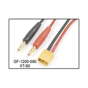 CONNECTEUR XT60 + CABLE ET BANNANES ROUGE NOIR 4MM - POUR CHARGEUR DE MODELISME