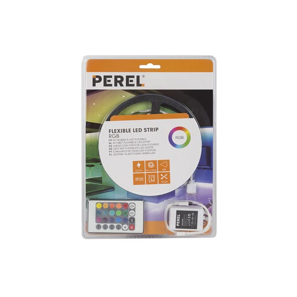KIT RUBAN À LED FLEXIBLE AVEC CONTRÔLEUR ET ALIMENTATION - RVB - 150 LED - 5 m - 12 VCC - SANS REVÊTEMENT