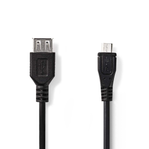 Cable USB 2.0 - Micro B Male - A Femelle 0.2 m  Noir