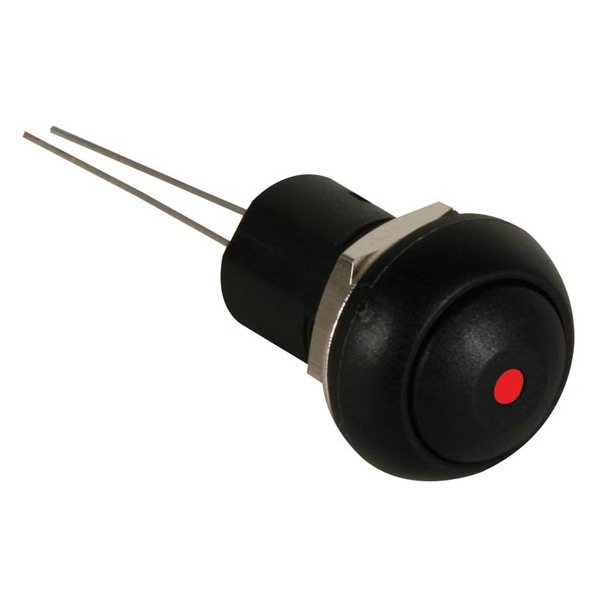 BOUTON-POUSSOIR MINIATURE UNIPOLAIRE À LED ROUGE SPST OFF-ON