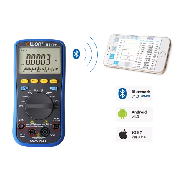 Multimètre numérique OWON B41T+ à 4 chiffres et demi avec Bluetooth