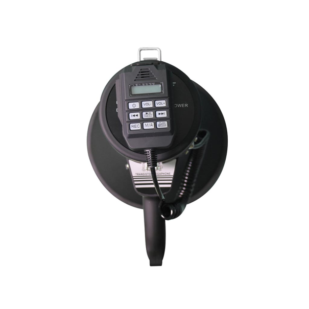 Mégaphone puissant de 50W, sirène intégrée, enregistrement, réglage du volume, lecture Bluetooth, microphone à main et prise MP3