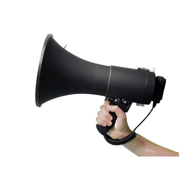 Mégaphone puissant de 50W, sirène intégrée, enregistrement, réglage du volume, lecture Bluetooth, microphone à main et prise MP3
