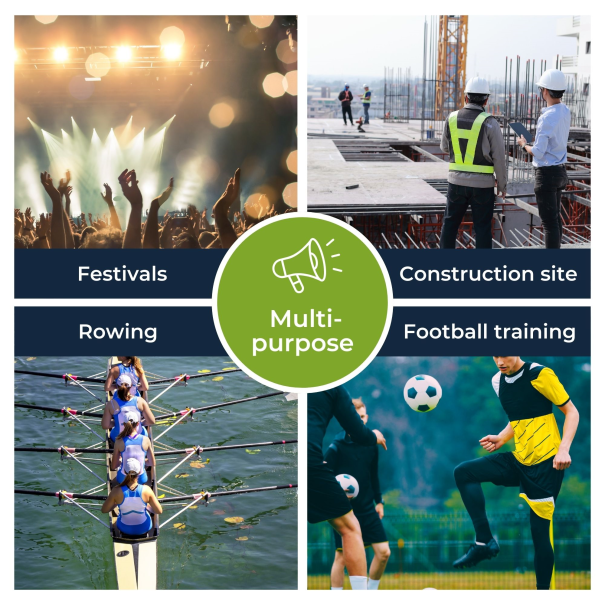 Mégaphone puissant de 50W, sirène intégrée, enregistrement, réglage du volume, lecture Bluetooth, microphone à main et prise MP3