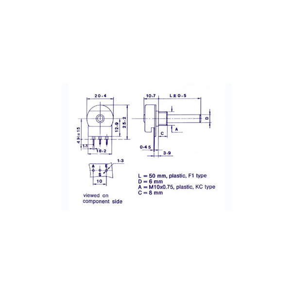 POTENTIOMETRE LOG MONO 22K