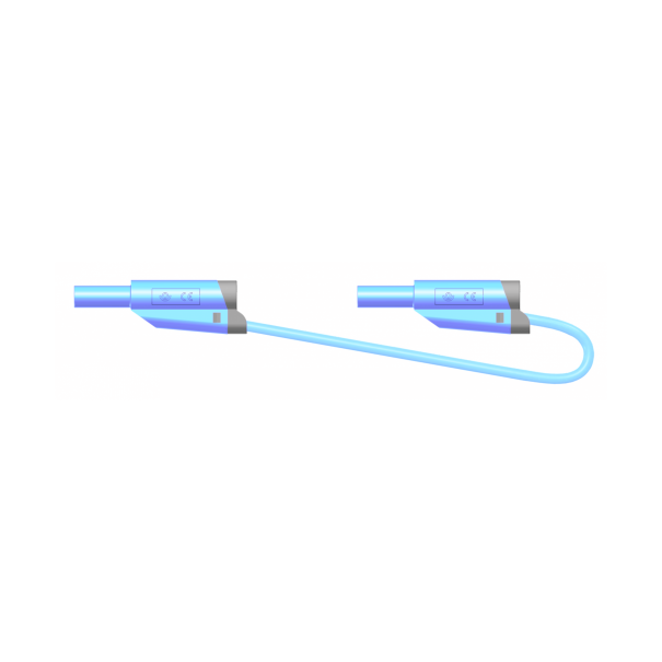 CORDON AVEC FICHES DE SECURITE 4MM - SILICONE - BLEU - 12A MAX