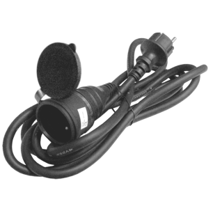 ALLONGE secteur - 2P+T mâle/ 2P+T femelle - 3 x 1,5mm² - Noir - 5m - Gaine caoutchouc