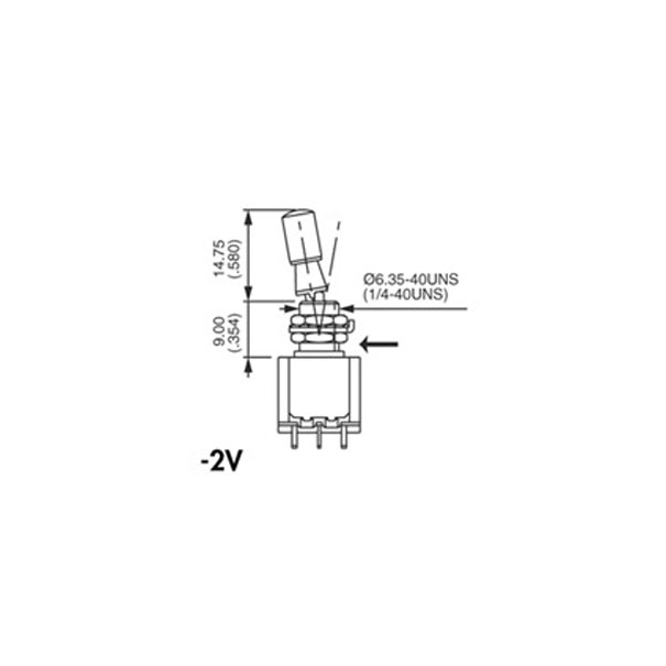 TOGGLE SWITCH 2POLES ON-ON + VERROUILLAGE SUR CHAQUE POSITION -  COSSE A SOUDER POUR CI