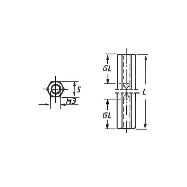 ENTRETOISE METALLIQUE FEMELLE - FEMELLE 30mm M3