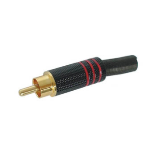 FICHE RCA MALE - DOREE - BOITIER METALLIQUE NOIR - ROUGE