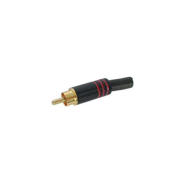 FICHE RCA MALE - DOREE - BOITIER METALLIQUE NOIR - ROUGE