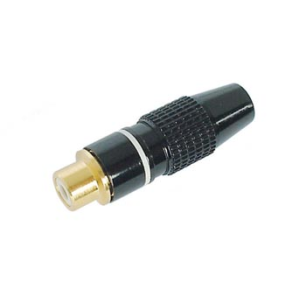 FICHE RCA FEMELLE - DOREE - BOITIER METALLIQUE NOIR - BLANC