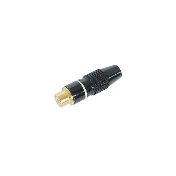 FICHE RCA FEMELLE - DOREE - BOITIER METALLIQUE NOIR - BLANC
