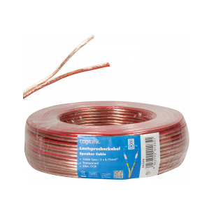 CABLE HAUT PARLEUR 2X0.75 TRANSPARENT - BOBINE DE 10 METRES
