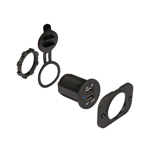 CHARGEUR DE VOITURE  USB ENCASTRABLE (ENTRÉE 12-24 VCC, SORTIE 5 V)