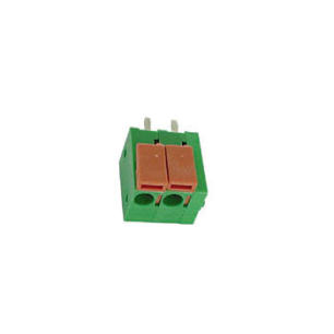 BORNIER SANS VIS, 2 POLES, VERT, AU PAS DE 5mm