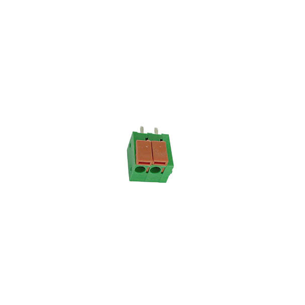 BORNIER SANS VIS, 2 POLES, VERT, AU PAS DE 5mm