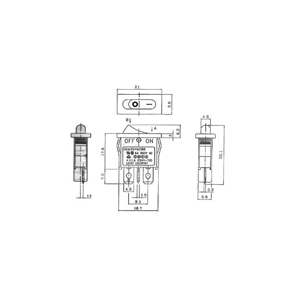 INTERRUPTEUR DE PUISSANCE A BASCULE 6A-250V SPST ON-OFF