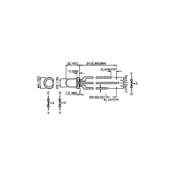 L-115WEYW LED 3mm ROUGE/JAUNE BLANC DIFFUS 50mcd