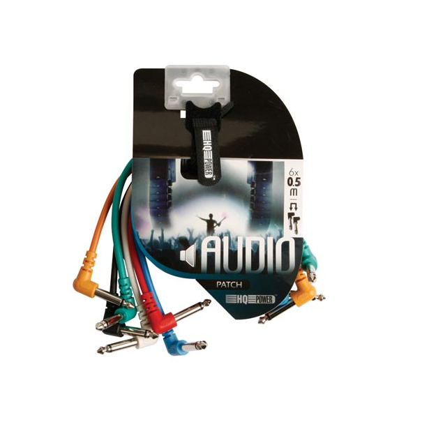 CÂBLE PATCH PROFESSIONNEL 6.35mm MONO 90° VERS 6.35mm MONO 90° (6 COULEURS - 0.5m)